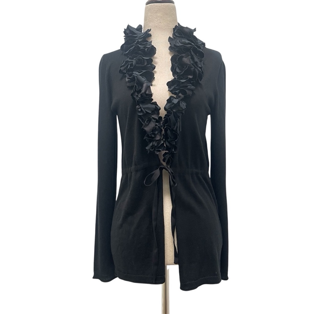 Magaschoni Black Ruffle-Trim Cardigan